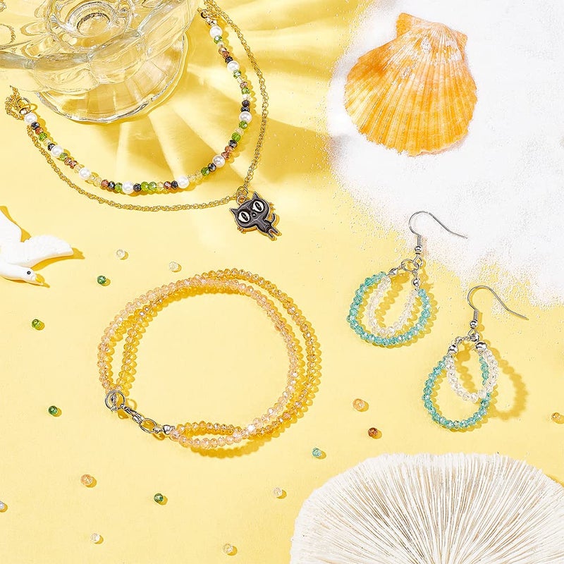 PH PandaHall Briolette Glass Beads Faceted 3mm, 1200pcs 12 Colors Crystal Czech Glass Seed Beads Electroplate AB Color Mini Spacer Loose Beads for Earring Bracelet Necklace Jewelry DIY Craft Making - Image 5